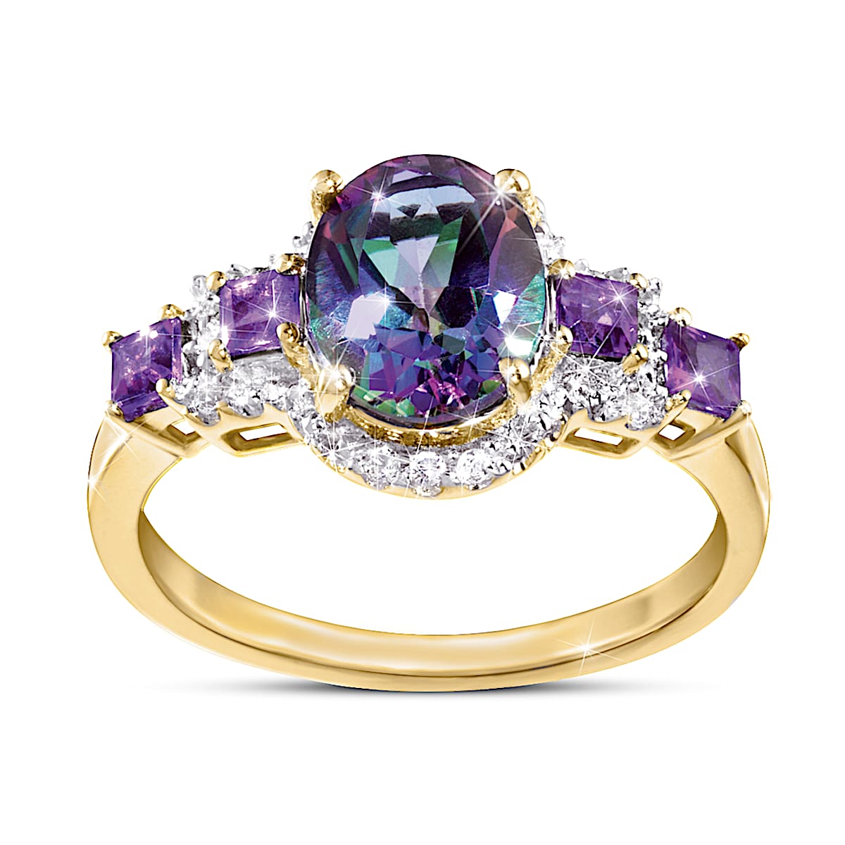 Womens Princess-Cut Mystic Topaz Pendant And Earrings Set