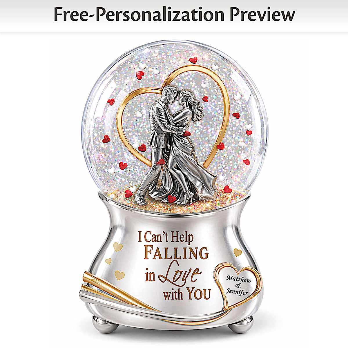 Personalized Musical Glitter Globe That Plays Elvis Presley's Hit Personalized Musical Glitter Globe That Plays Elvis Presley's Hit