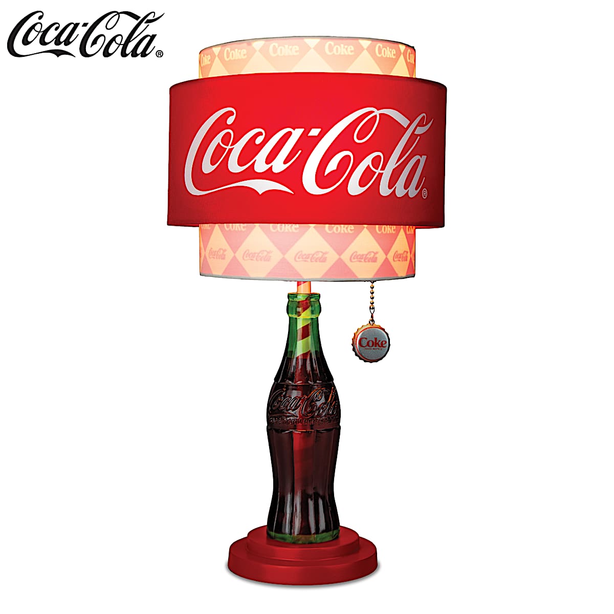 COCA-COLA Lamp Featuring A Bottle Column, Bottle Cap Pull Chain