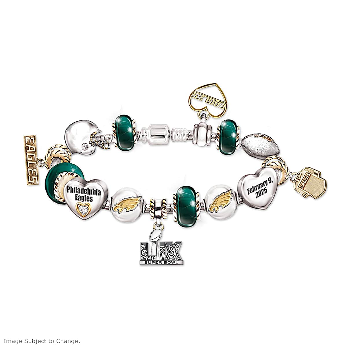 Philadelphia eagles charm bracelet discount