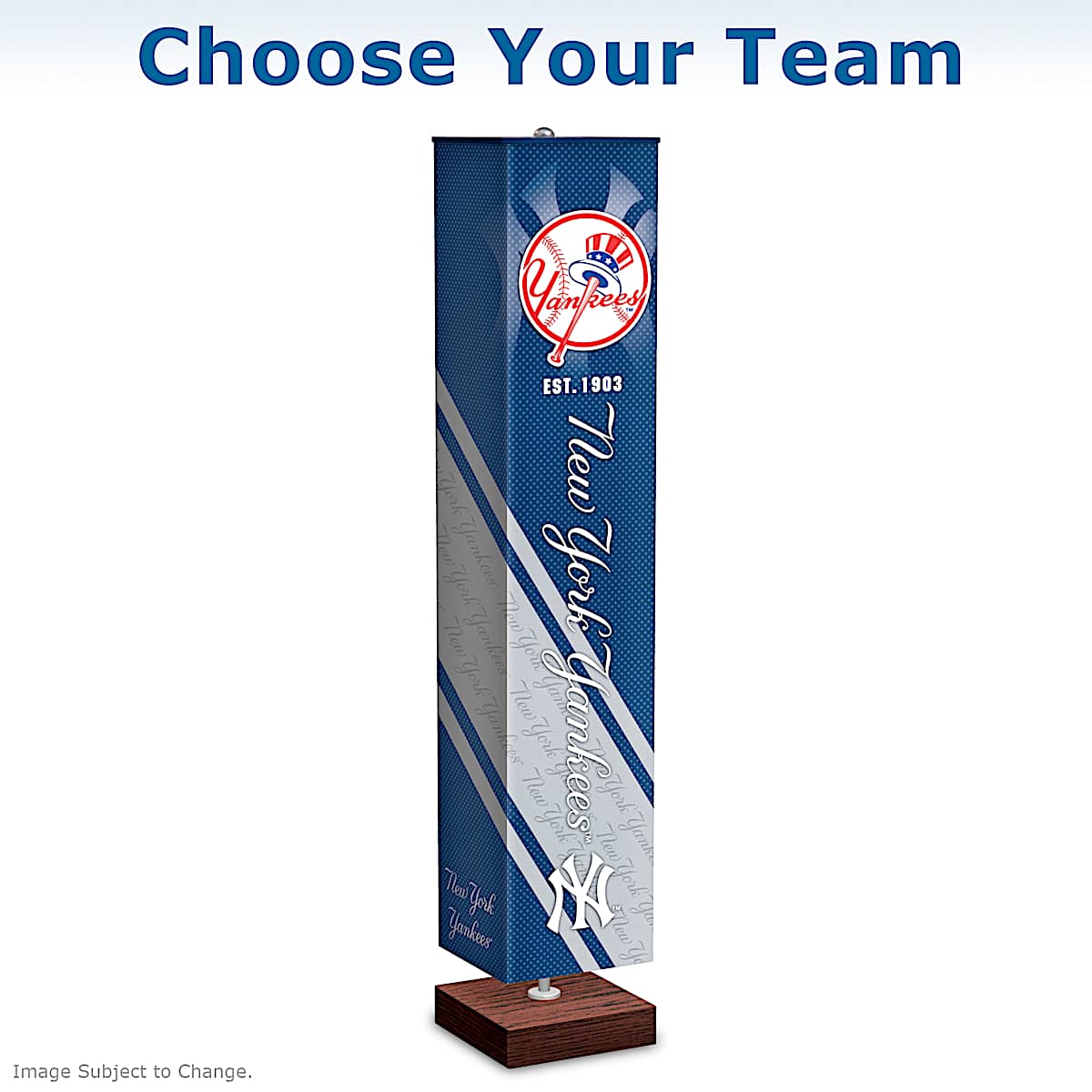 MLB Floor Lamp Featuring Multiple Official Team Logos and Baseball Theme