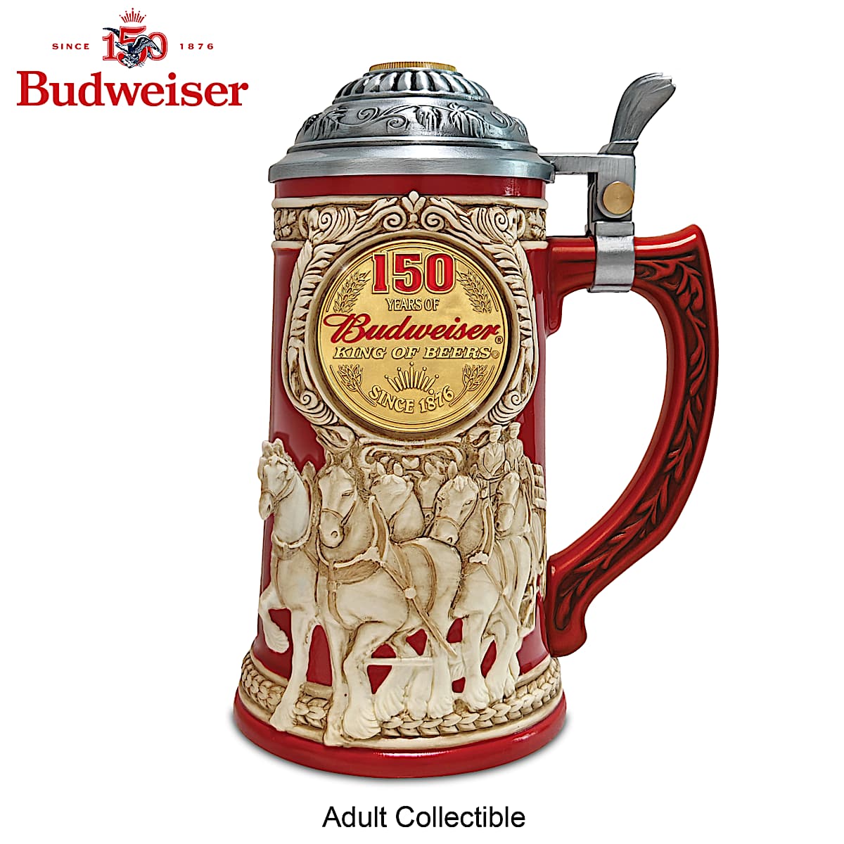 Porcelain Stein Featuring The Budweiser Clydesdales & Anniversary