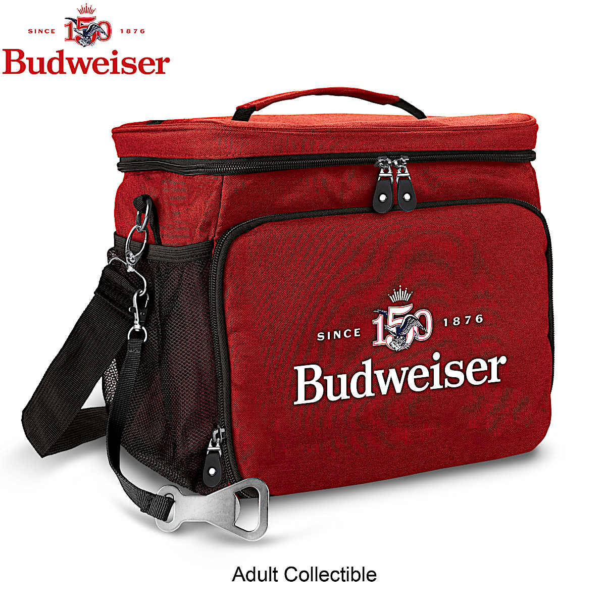 Red Canvas Budweiser Soft Cooler Bag With Water Resistant Lining