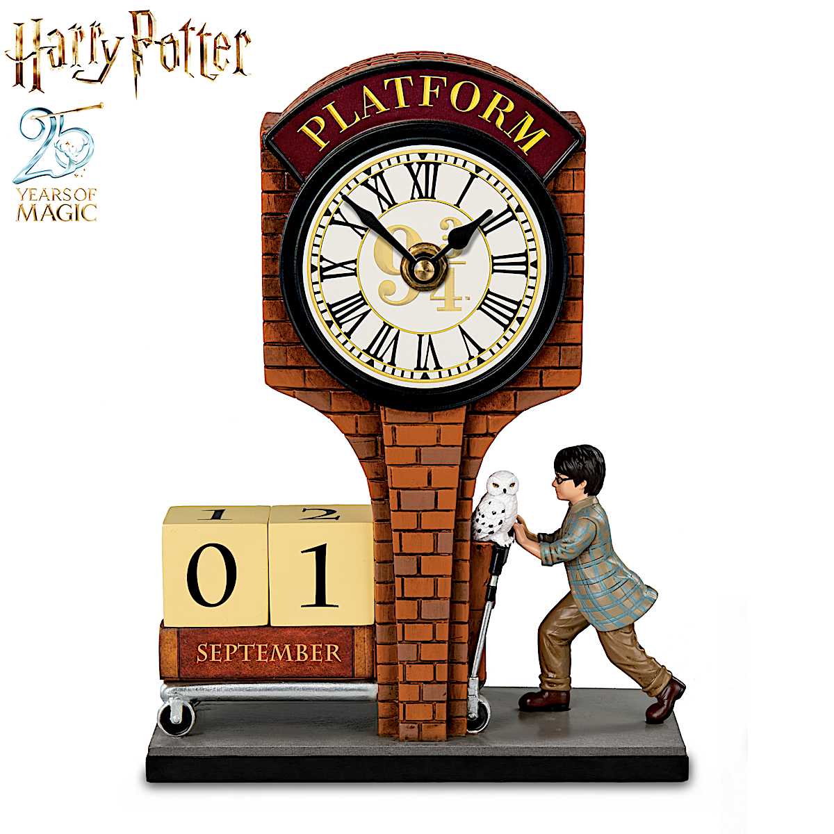 HARRY POTTER Hand-Painted Perpetual Calendar Clock Featuring