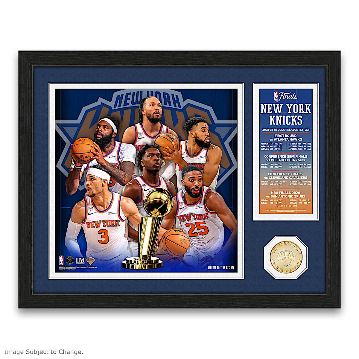New York Knicks 2026 NBA Finals Champions Framed Wall Decor