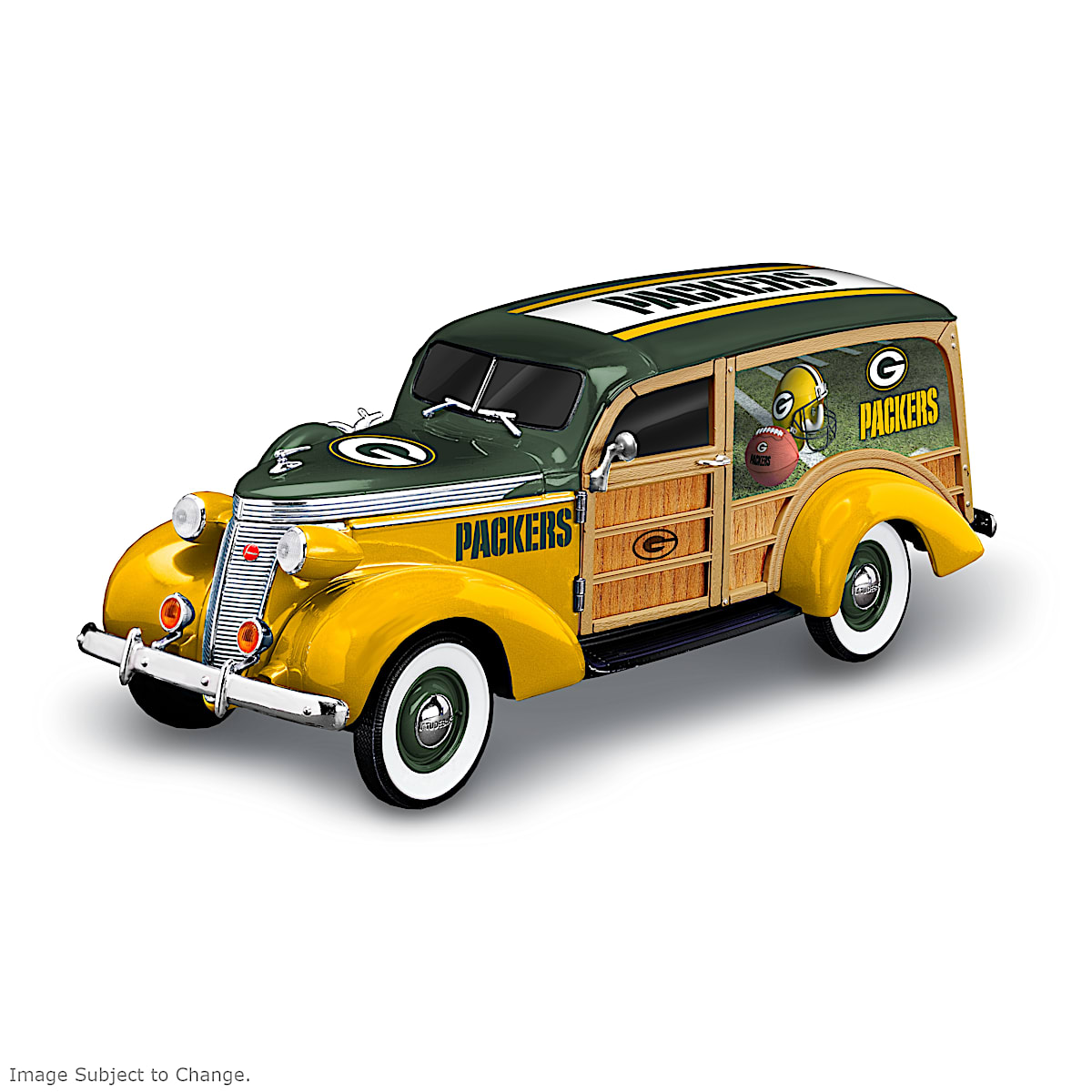 Cruising To Victory Green Bay Packers 1:18-Scale NFL Woody Wagon