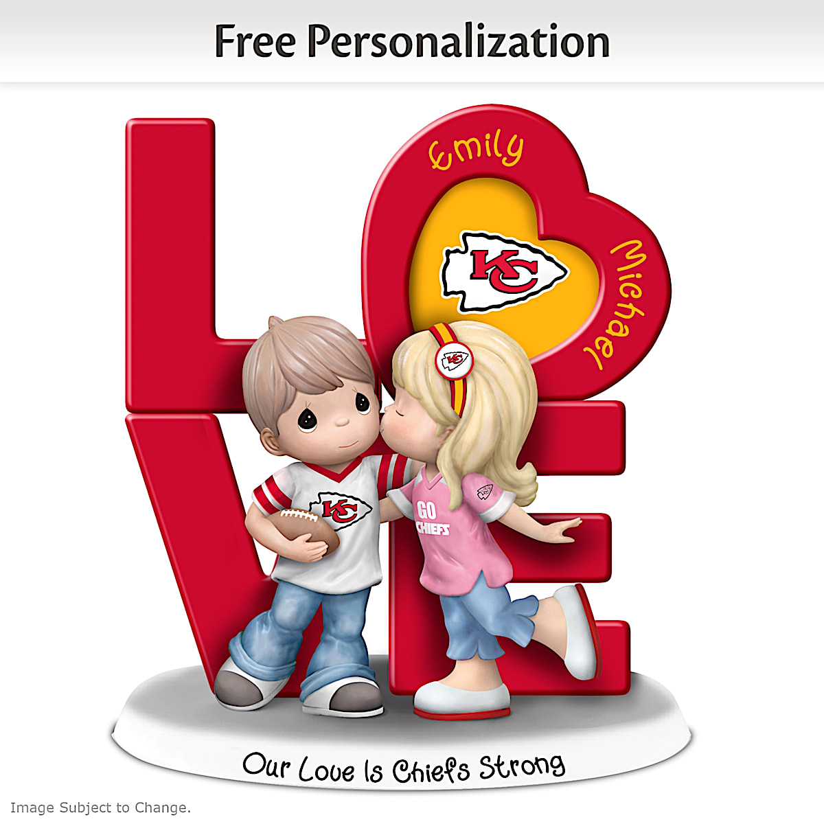 Our Love Is Kansas City Chiefs Strong Personalized NFL Sweethearts Figurine  Featuring Team Logo & Colors