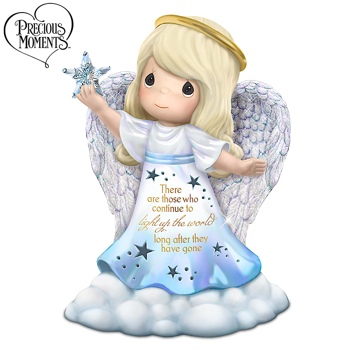 Precious Moments Gods Help Religious Angel Figurine Hand-Painted With  Pearlescent Finishes & Adorned With Golden Accents & Sparkling Glitter