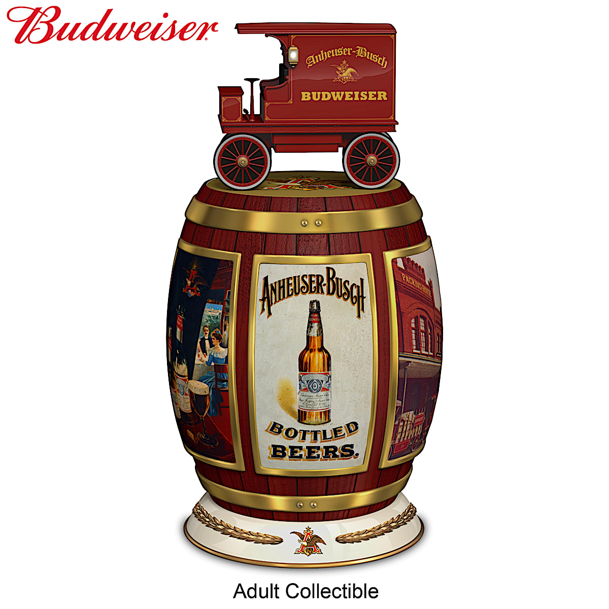 Budweiser King Of Beers Illuminated Barrel Tower Tribute Sculpture