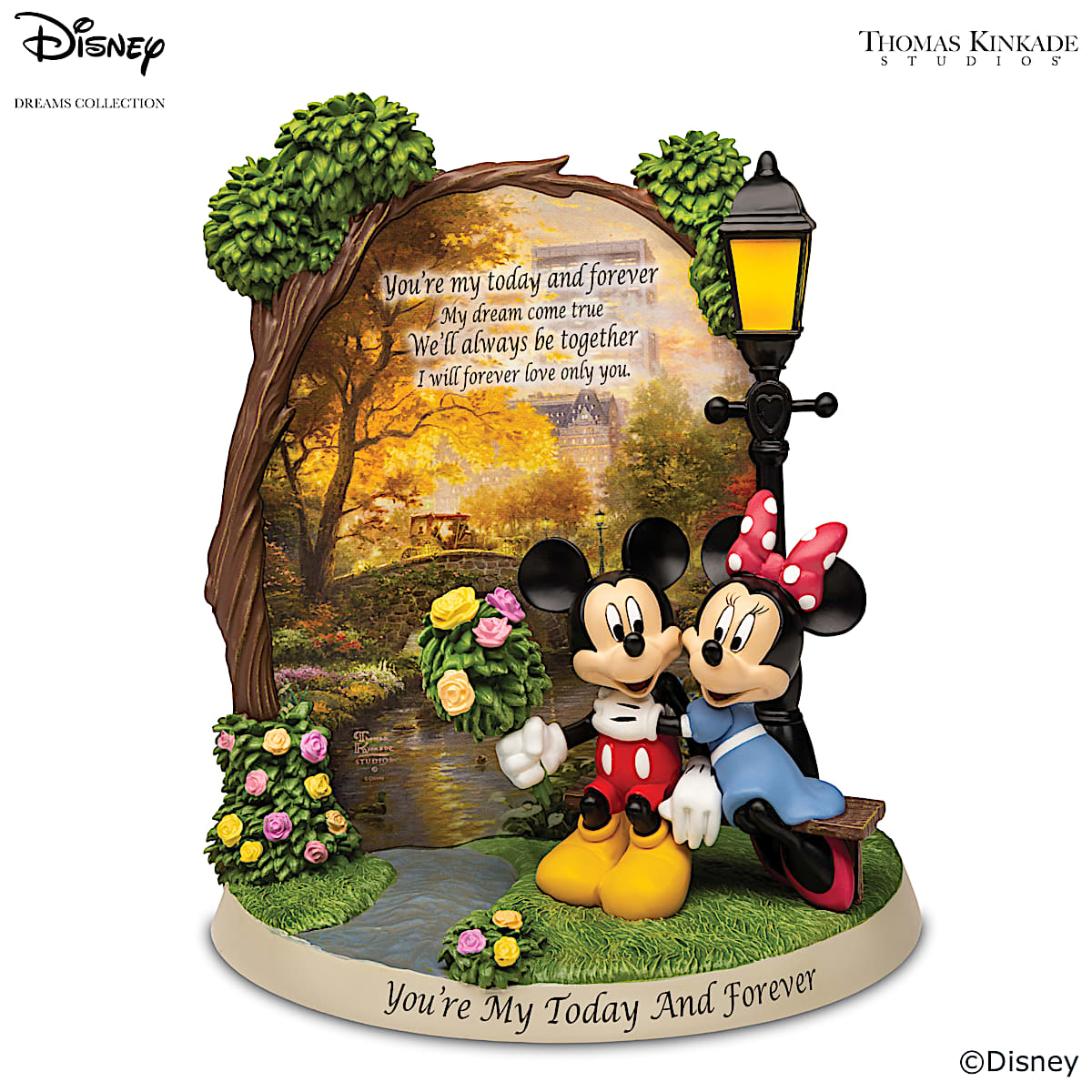 Disney Mickey Mouse And Minnie Mouse Sculpture With Art Of
