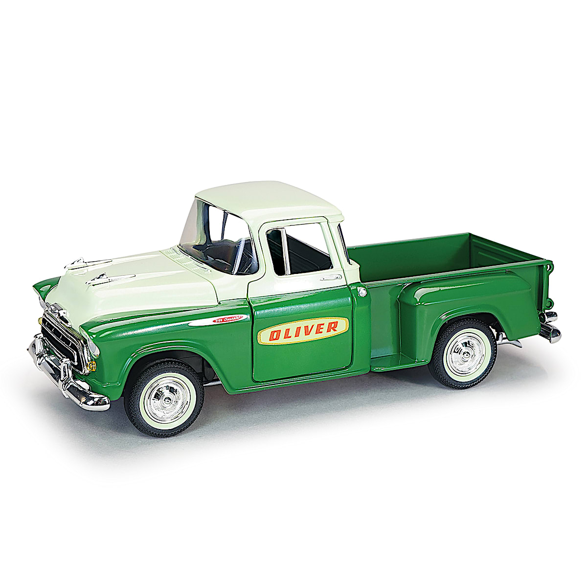 1 25 Scale Oliver 1957 Chevrolet 3100 Stepside Diecast Pickup Truck Featuring A Wraparound Windshield Headlight Bevels And Rubber Wheels