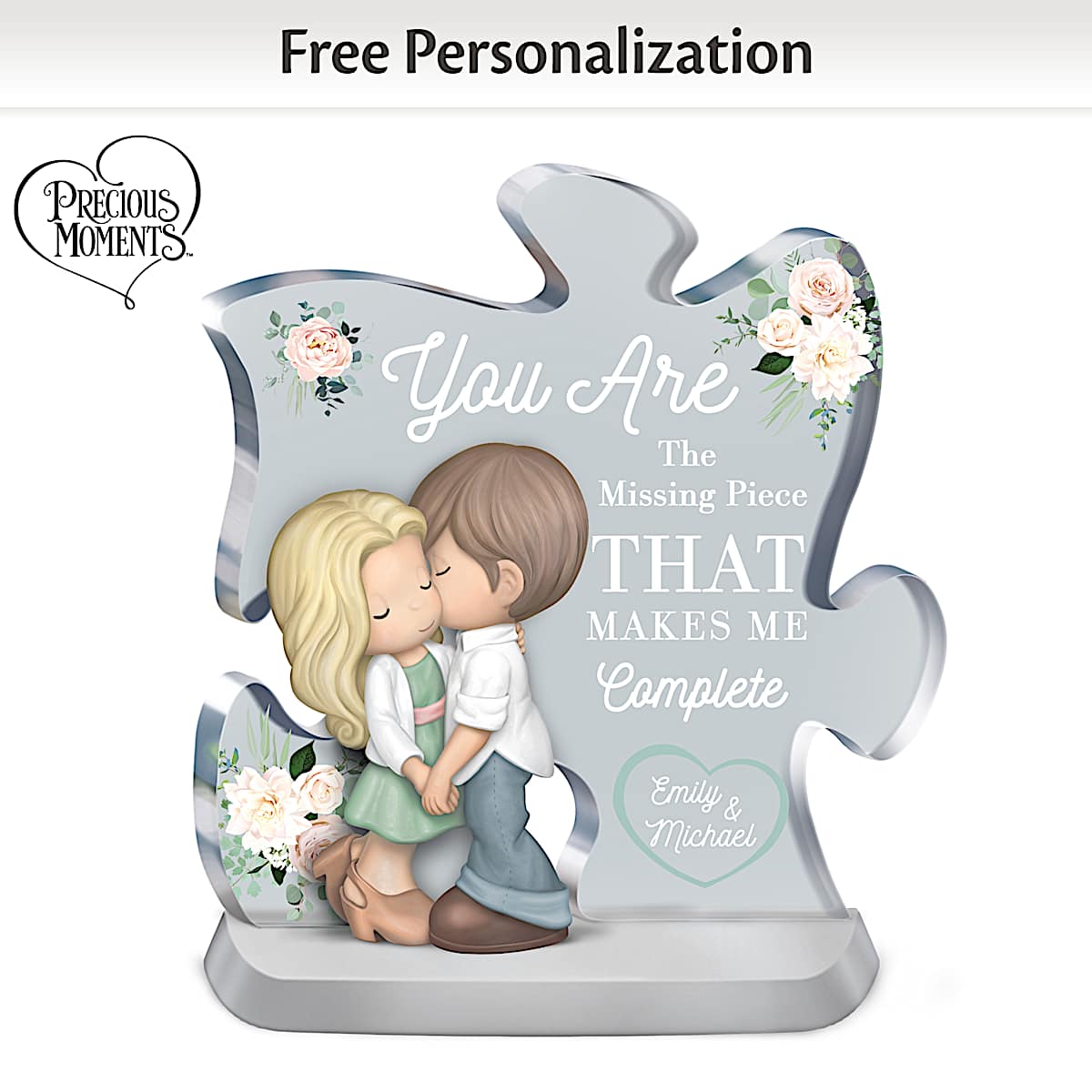 Precious Moments Porcelain Figurine With 2 Sweethearts Embracing