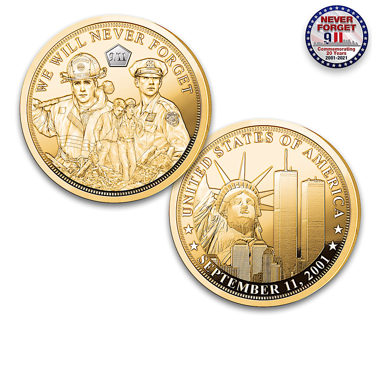 The 20th Anniversary Of September 11th 24K Gold-Plated Proof Coin