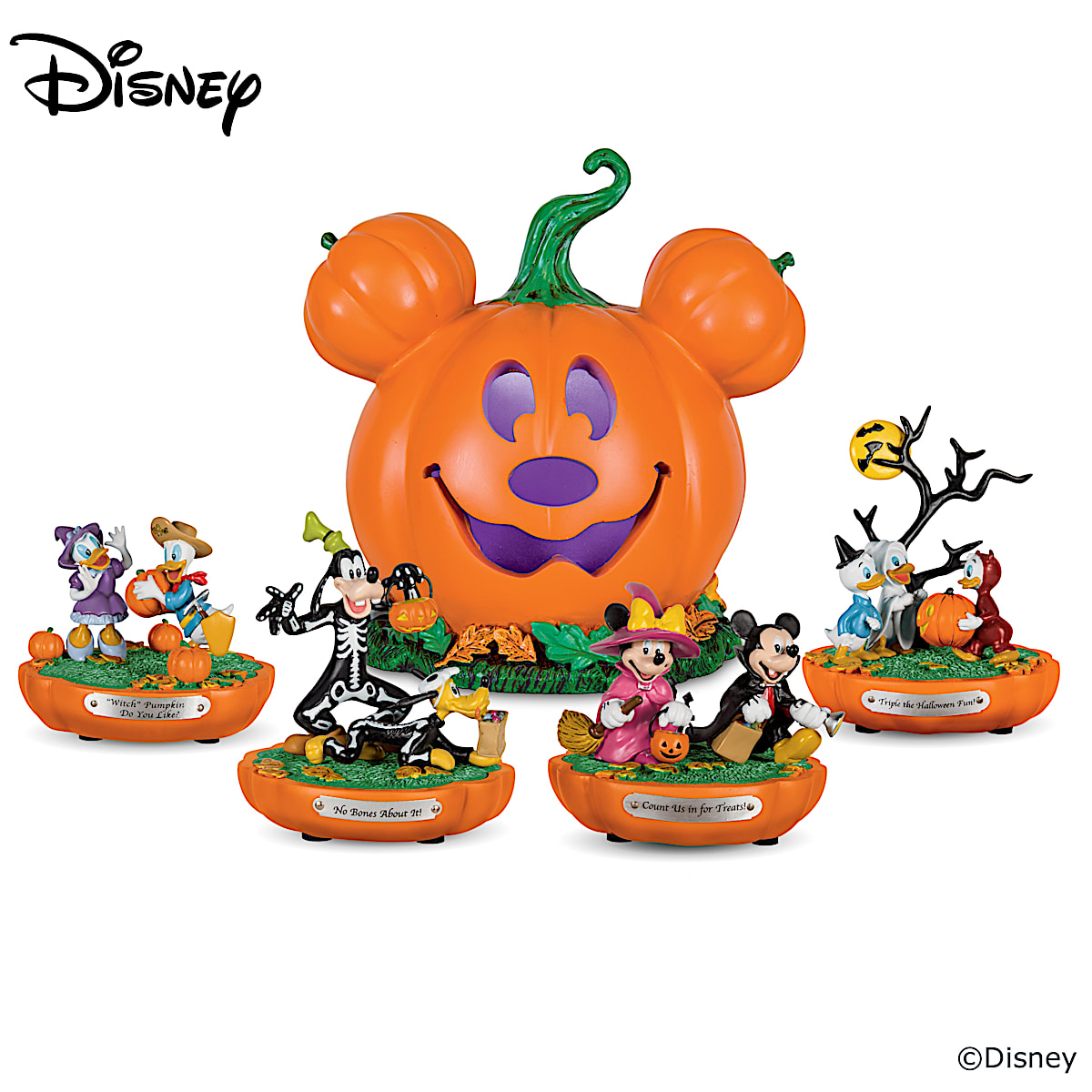 Disney Mickey Mouse & Friends Spooktacular Fully-Sculpted Illuminated Halloween Figurine Collection