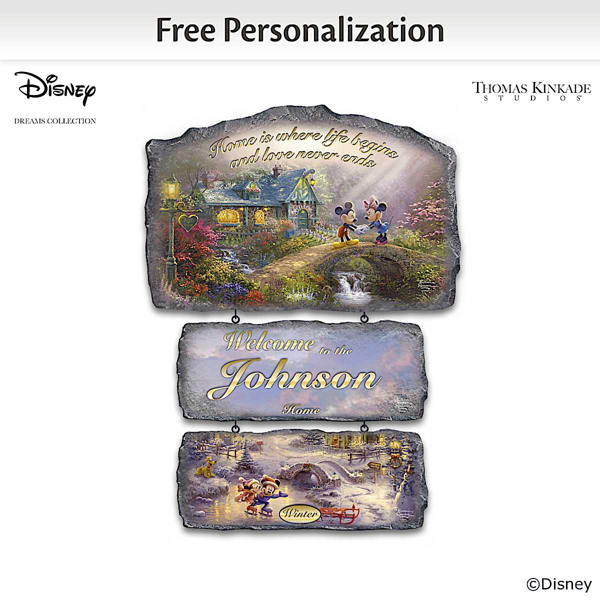 Disneys Seasons Of Joy By Thomas Kinkade Personalized Sign