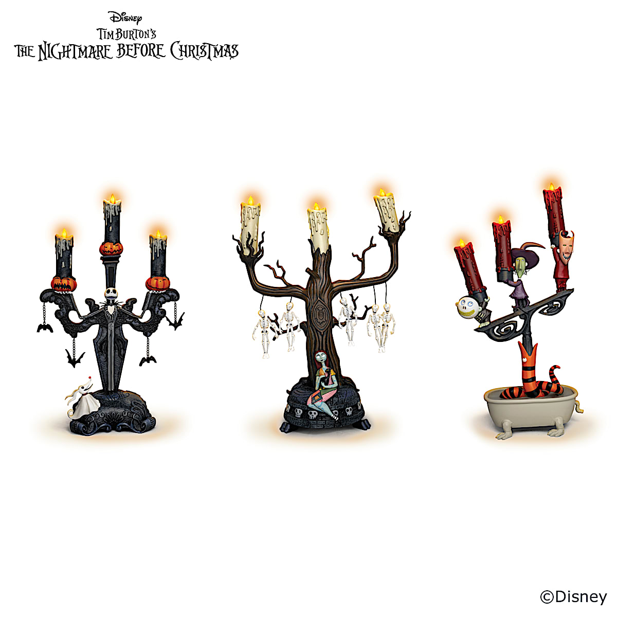 Disney Tim Burtons The Nightmare Before Christmas Illuminated Candelabra Collection Featuring 