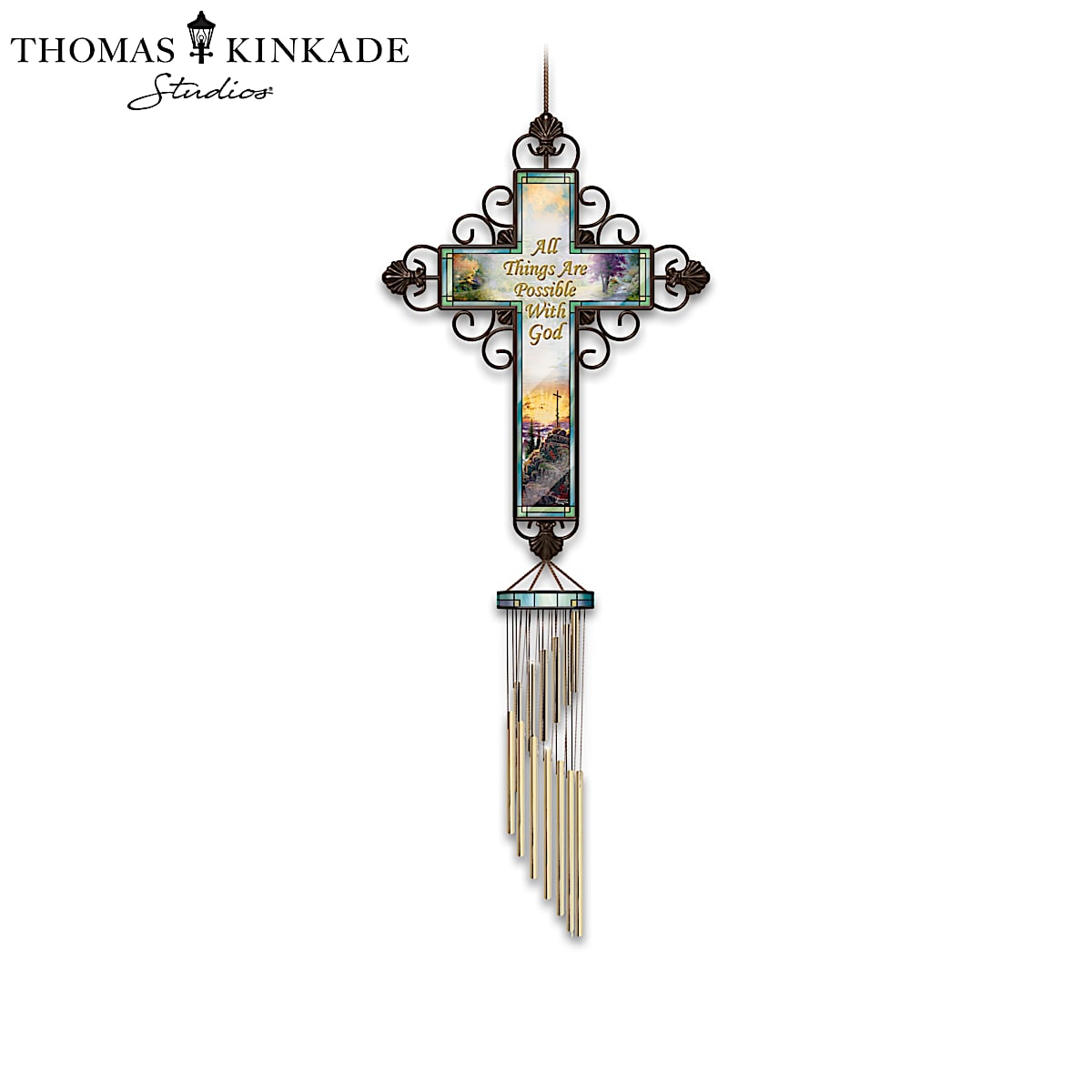 Thomas kinkade heavensong golden wind chime collection with religious