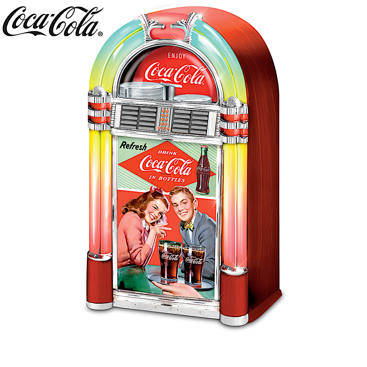 COCA-COLA Retro-Style Illuminated Musical Jukebox Sculpture