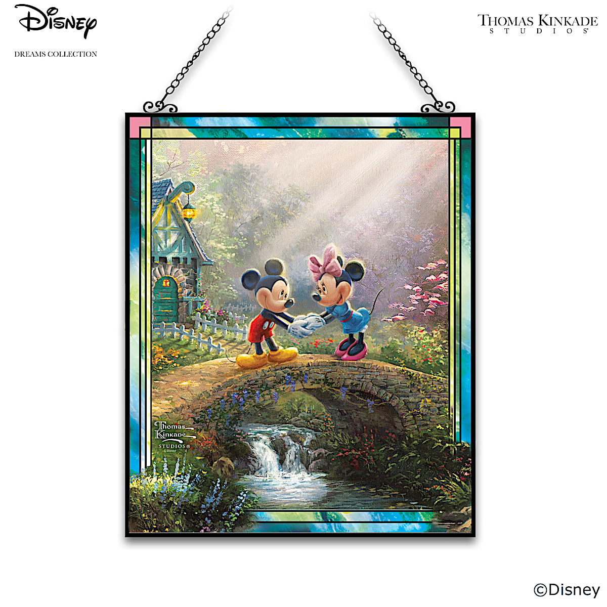 Disney Mickey Mouse And Minnie Mouse The Perfect Pair Hard-Fired Stained  Glass Suncatcher Collection Featuring Artwork By Thomas Kinkade Studios