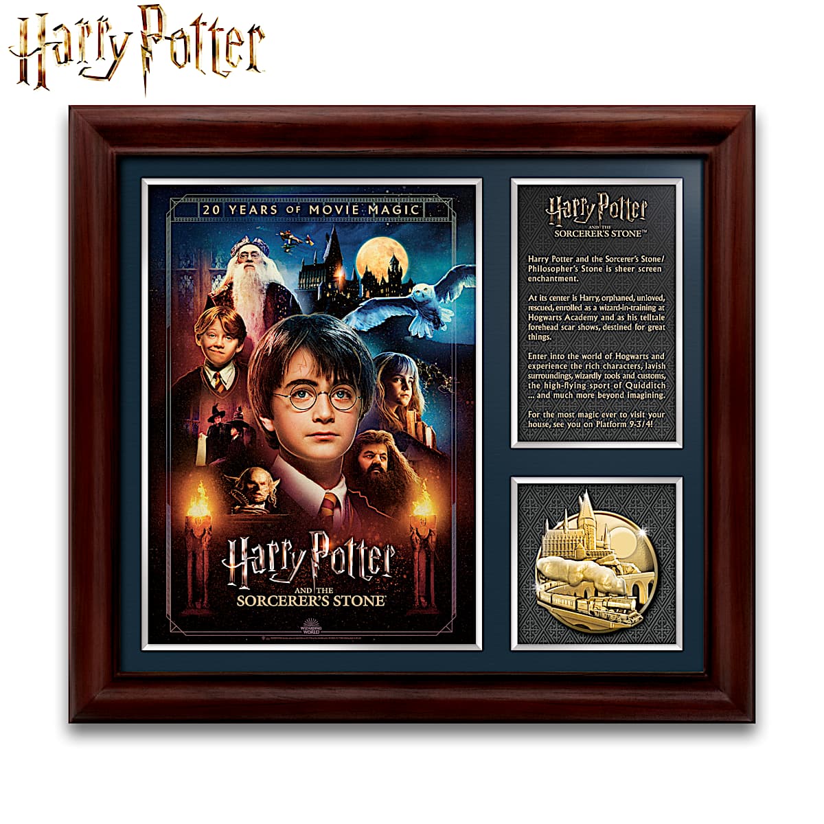 HARRY POTTER Framed Wall Decor Collection Adorned With Golden Metal Tribute Medallions And Full
