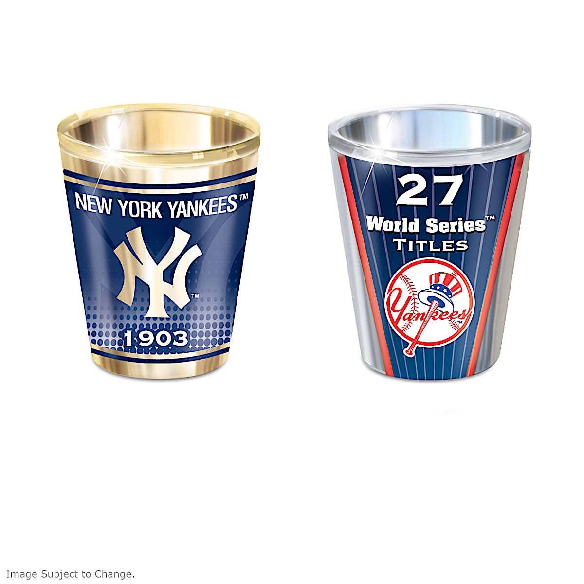 New York Yankees MLB Shot Glass Collection Featuring Gleaming Luster