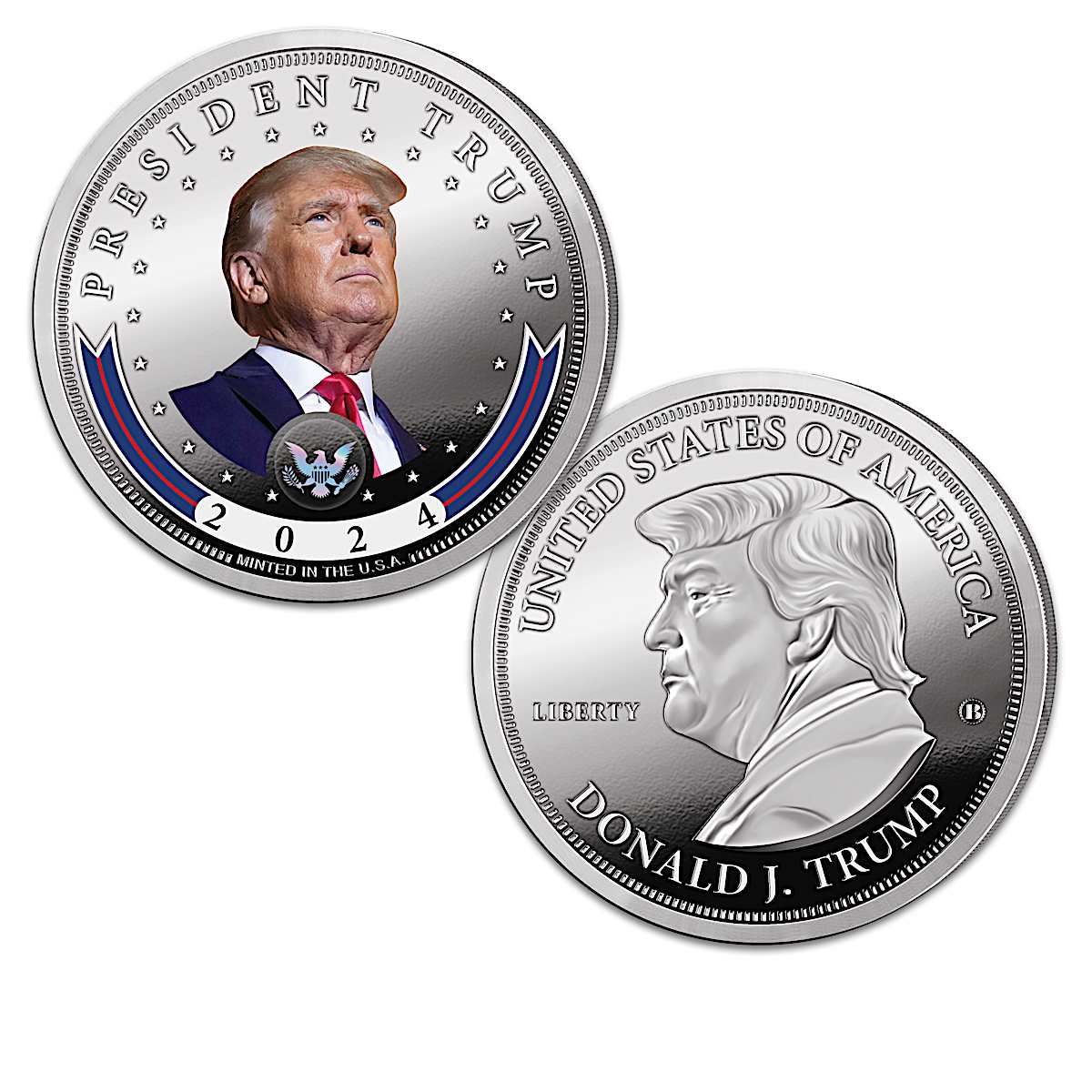 Donald Trump 2024 99.9 SilverPlated Coin Collection With Color