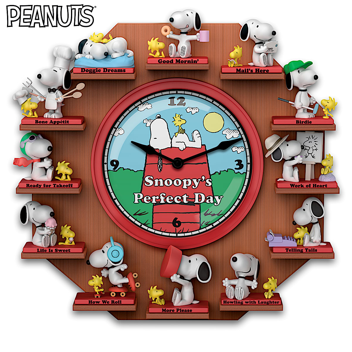PEANUTS Snoopys Perfect Day Wall Clock Collection