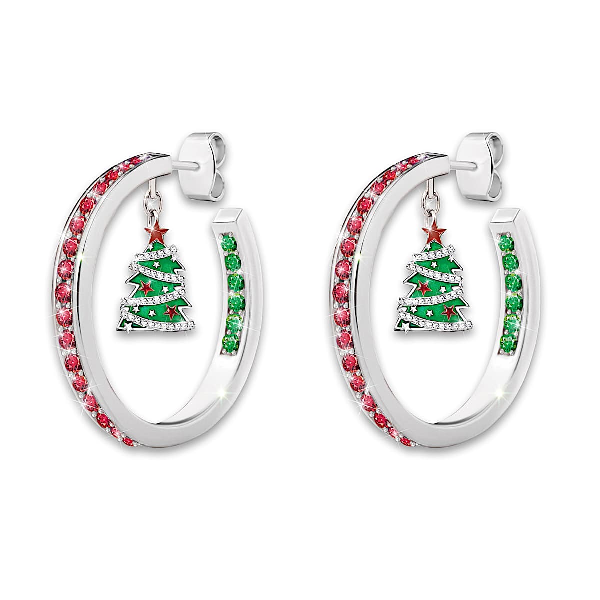Gold- And Silver-Tone Seasonal Hoop Earring Collection Adorned With Hanging Charms & Crystal Accents