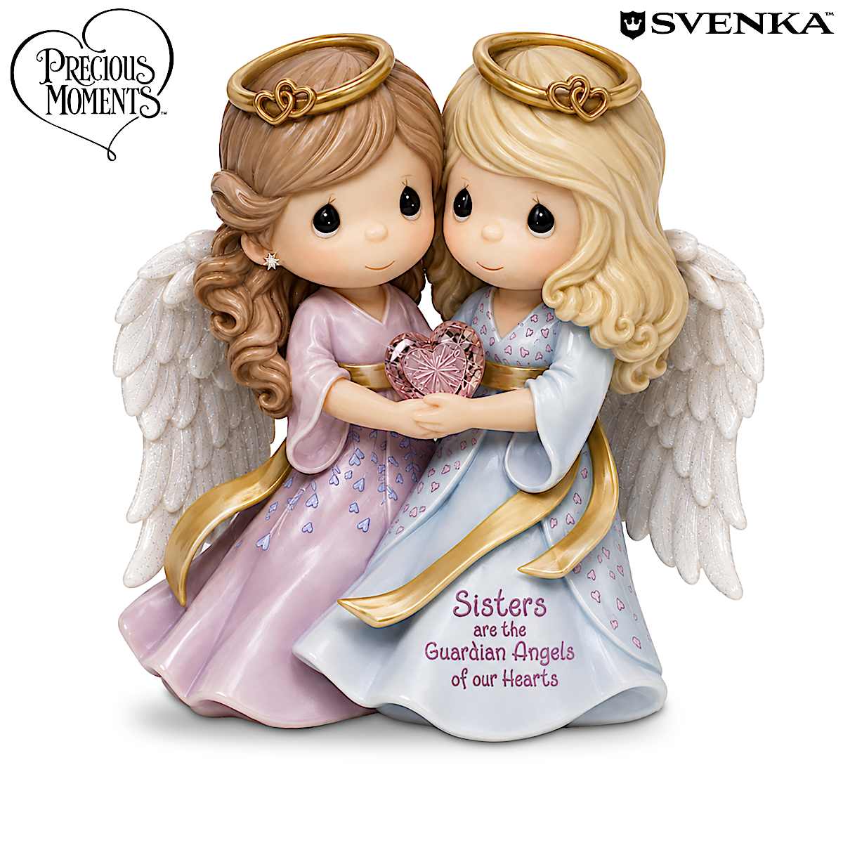 Hand-Painted Sister Angel Figurine Collection Adorned With Heart-Shaped ...