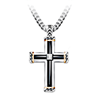 Diamond & Black Onyx God Is My Strength Pendant Necklace
