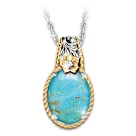 Turquoise And Diamond Country Rose Pendant Necklace