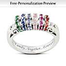 Sliding Crystal Birthstone Charm Personalized Family Ring