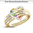 Birthstone My Family, My Heart Personalized Ring