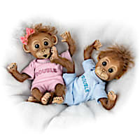 Double Trouble Poseable Baby Orangutan Twins With Wispy Hair