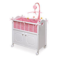 Baby Doll Cabinet Crib Set With Bedding And Musical Mobile