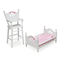 English Country High Chair And Bed Baby Doll Accessory Set