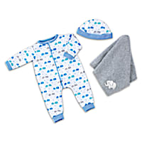 Elephant Sleeper And Blanket 3-Piece Baby Doll Accessory Set