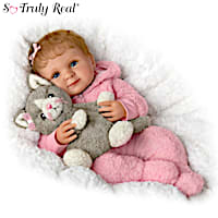 "Zoe" Lifelike Baby Girl Doll With Plush Kitten