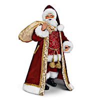 Santa Claus Doll With Light-Up Faux Velvet Coat