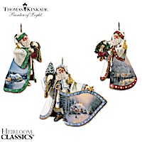 Thomas Kinkade Heirloom Santa Ornaments: Set Of Three