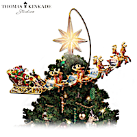 Thomas Kinkade Illuminated Animated Santa Claus Tree Topper