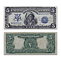 1899 $5 Silver Certificate: Indian Chief Note Currency
