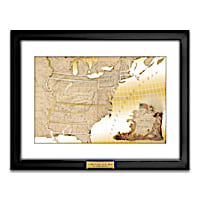 The First United States Map In Pure 24K Gold Wall Decor