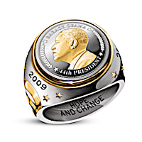 The President Obama Silver Coin Ring