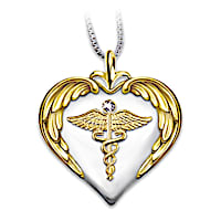 Genuine Diamond Nurse's Serenity Prayer Pendant