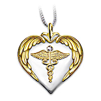 Nurse's Serenity Prayer Diamond Pendant Necklace