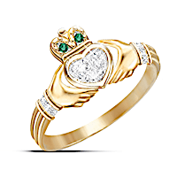Diamond And Emerald Claddagh Ring