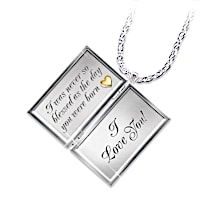 2-Diamond Dear Daughter Letter Of Love Locket Necklace