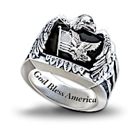 Sculptural American Eagle Sterling Silver Men's Ring