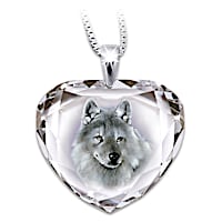 Wolf Art Cut Crystal Pendant Necklace